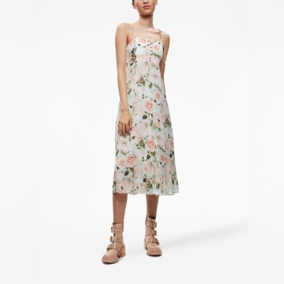 --NWOT Alice + Olivia Lorelle Floral Cutout Sleeveless Midi Dress Size 0 - Picture 6 of 10